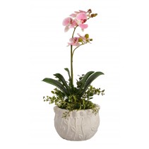 Floral arrangement with resin pot