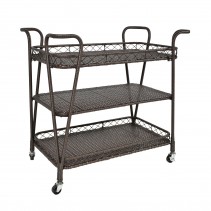 Espresso Resin wicker serving cart in three layers tray