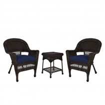 Espresso Wicker Chair And End Table Set With Chair Cushion