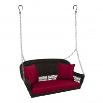 Espresso Resin Wicker Porch Swing with Cushion