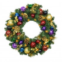 30 inch Christmas Wreath with Ornaments and Lights