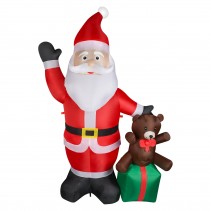 8FT LED inflatable Santa Claus with gift box with bear