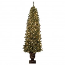 7 Feet. Pre-Lit Artificial Christmas Tree With Bronze MgO Urn Base
