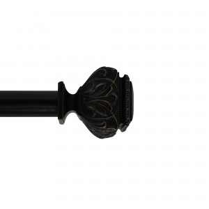 Peony Adjustable Single Curtain Rod 36 Inch to 72 Inch-Black