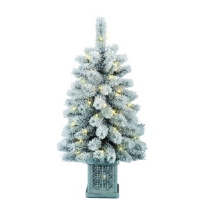 3FT H  FULL FLOCKING HARD NEEDLE ARTIFICIAL PORCH TREE WITH LIHGT
