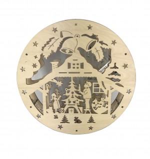 Plywood Laser Cut Nativity Set With Lights