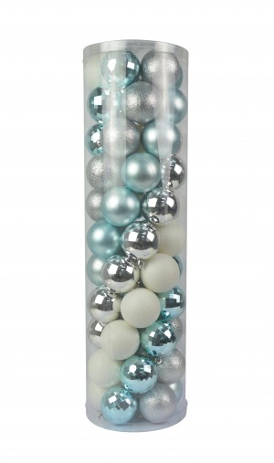 Combo 55Pc Christmas Ornament-Blue And Silver And White