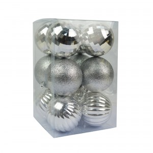 Silver 12Pc  2.75 Inch Christmas Ornament