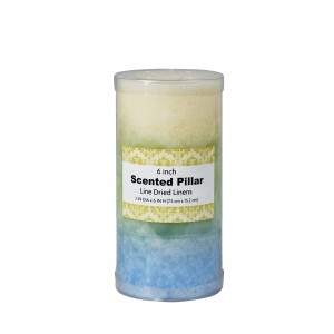 3 x 6 Inch Tritone BL/GRN/WHT Scented Pillar Candle