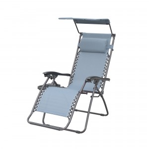 Bonnie Zero Gravity Chair with Sunshade Pillow and Drink Tray- Gray
