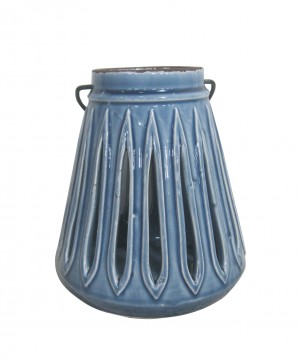 CERAMIC CANDLE HOLDER WITH WIRE HANDLE
