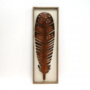 Seal Brown Metallic Feather Wall Decor