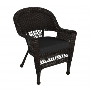 Espresso Wicker Chair With Cushion
