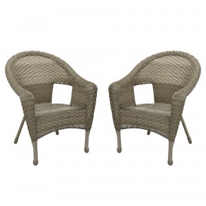 Set of 2 Grey Resin Wicker Clark Single Chair without Cushion