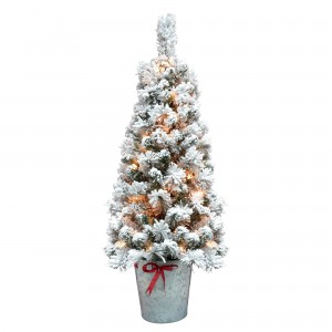 4FT Flocked Pot Christmas Tree