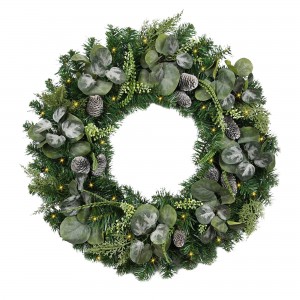 30 inch Eucalyptus Christmas Wreath with Lights