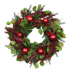 26 inch Eucalyptus Christmas Wreath with Red Berries