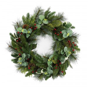 26 inch Eucalyptus Christmas Wreath with Pinecones