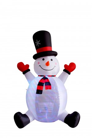 8' Inflatable Snowman with Rotating Light