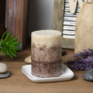 3 x 4 Inch Tritone Brown Scented Pillar Candle