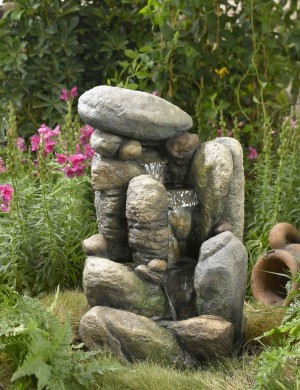 River Rock Outdoor/Indoor Water Fountain With LED Light