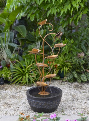Multi-tier Metal Leaves Water Fountain
