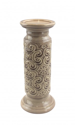 12 Inch Scroll Candle Holder-Blue