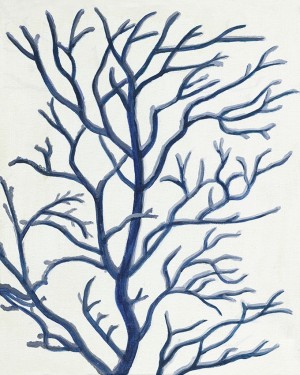 16 X 20 Blue Dried Tree Oil Paint Wall Decor