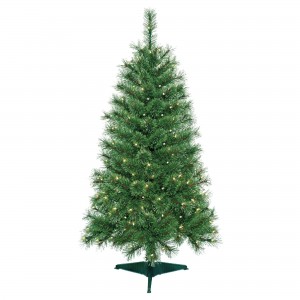 4 Feet. Pre-Lit Artificial Christmas Tree