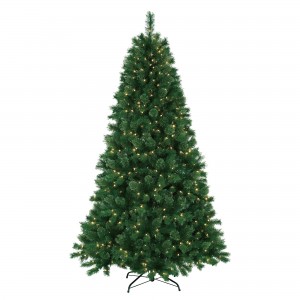 7.5 Feet. Pre-Lit Artificial Christmas Tree With Metal Base