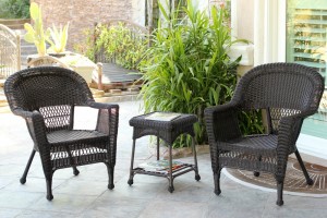 Wicker Chair And End Table Set Without Cushion