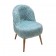BLUE FAUX FUR CURLY BACK CHAIR W/NATURAL LEGS