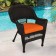 Espresso Wicker Chair With Orange Cushion