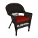 Espresso Wicker Chair With Brick Red Cushion
