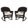 Espresso Rocker Wicker Chair with Ivory Cushion -  Set of 2