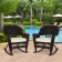 Espresso Rocker Wicker Chair with Ivory Cushion -  Set of 2