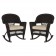 Espresso Rocker Wicker Chair with Tan Cushion -  Set of 2