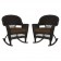 Espresso Rocker Wicker Chair with Brown Cushion -  Set of 2
