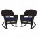 Espresso Rocker Wicker Chair with Midnight Blue Cushion -  Set of 2