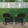Espresso Rocker Wicker Chair with Midnight Blue Cushion -  Set of 2