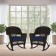 Espresso Rocker Wicker Chair with Midnight Blue Cushion -  Set of 2