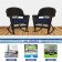 Espresso Rocker Wicker Chair with Midnight Blue Cushion -  Set of 2