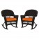 Espresso Rocker Wicker Chair with Orange Cushion -  Set of 2