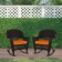 Espresso Rocker Wicker Chair with Orange Cushion -  Set of 2