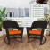 Espresso Rocker Wicker Chair with Orange Cushion -  Set of 2