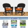 Espresso Rocker Wicker Chair with Orange Cushion -  Set of 2
