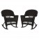 Espresso Rocker Wicker Chair with Black Cushion -  Set of 2