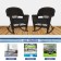 Espresso Rocker Wicker Chair with Black Cushion -  Set of 2