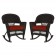 Espresso Rocker Wicker Chair with Brick Red Cushion -  Set of 2