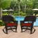 Espresso Rocker Wicker Chair with Brick Red Cushion -  Set of 2